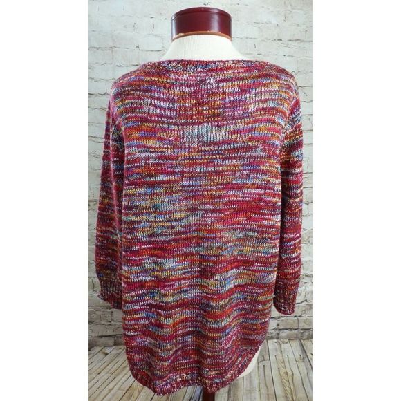 Colorful  Red Blue Green Yellow White Striped Sweater Women's Size Large XL - Picture 5 of 5